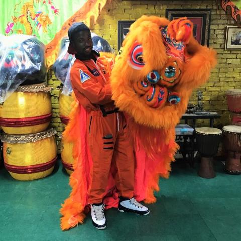 Nasa flight suit and lucky lion